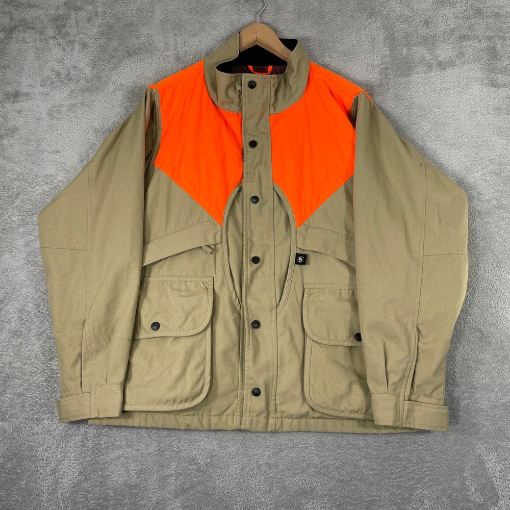 Guide Series Hunting Jacket Mens Large Tan Orange Blaze Canvas Game Bag